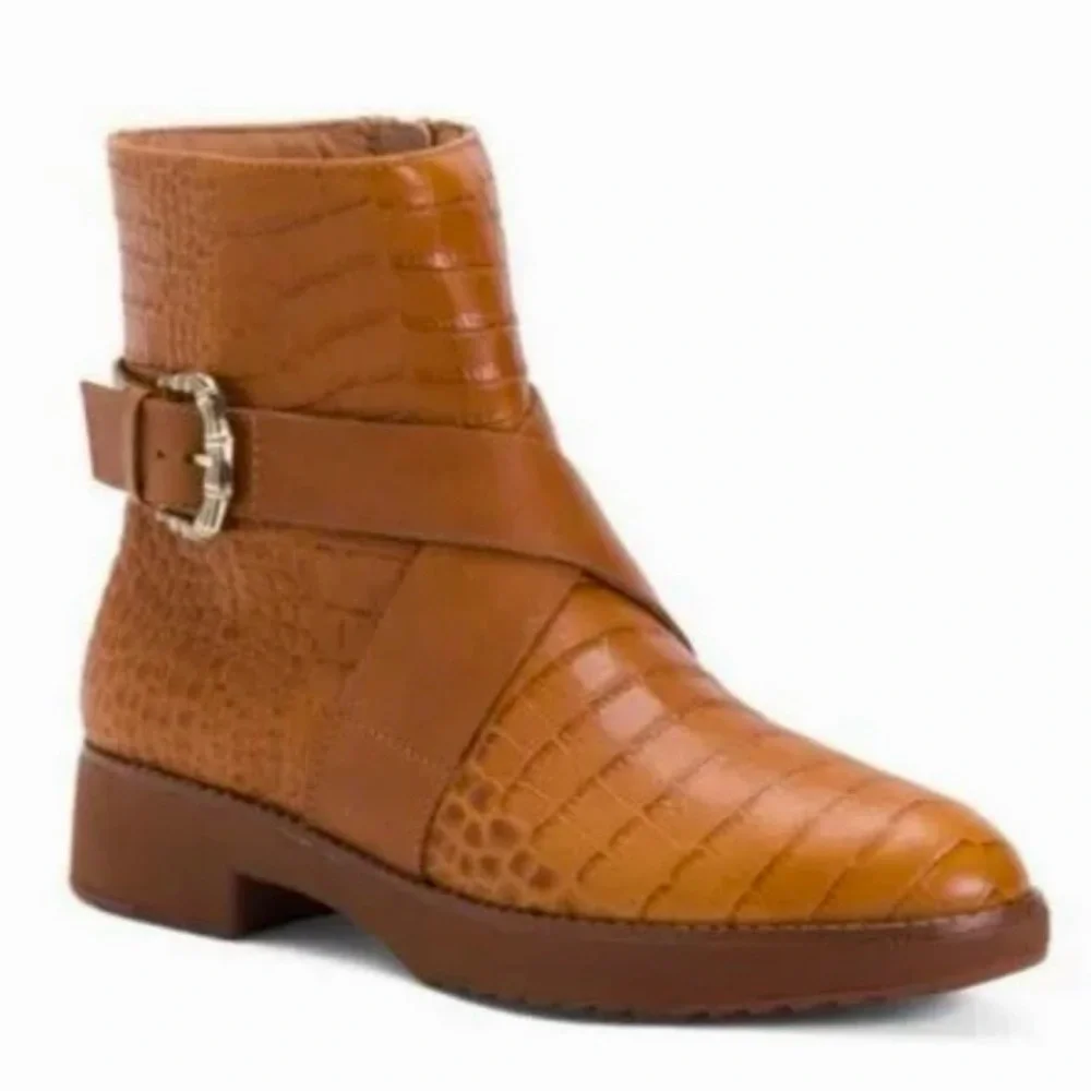 Fitflop Helmi Croc-Embossed Leather Ankle Boots